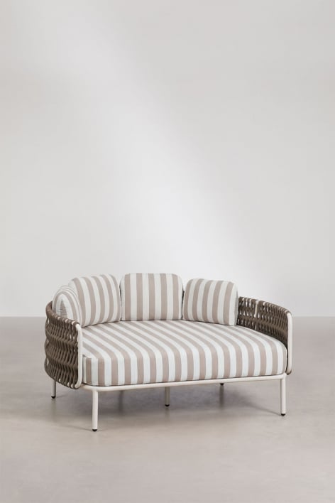 Tumbona doble en aluminio y cuerda trenzada con cojines Tevary