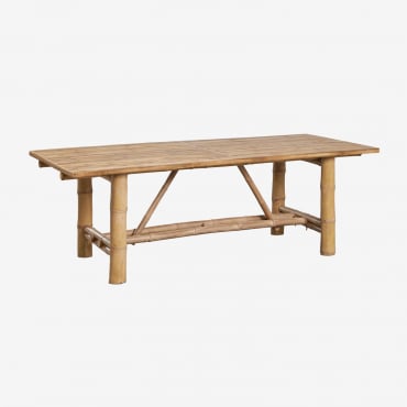 Mesa De Jardín Rectangular 220x100 Cm En Bambú Nelida Bambú - Sklum