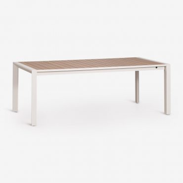 Mesa De Jardín Rectangular 215-275x100 Cm Extensible En Aluminio Amalfi Blanco Gardenia - Sklum