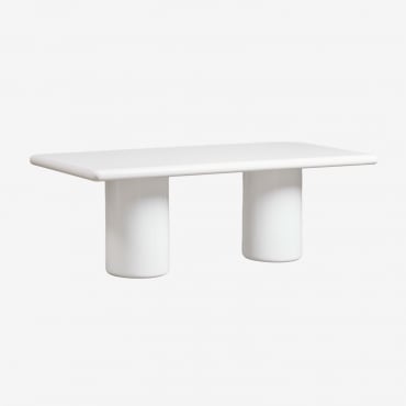 Mesa De Jardín Rectangular 220x100 Cm En Cemento Namara Blanco Brillante - Sklum