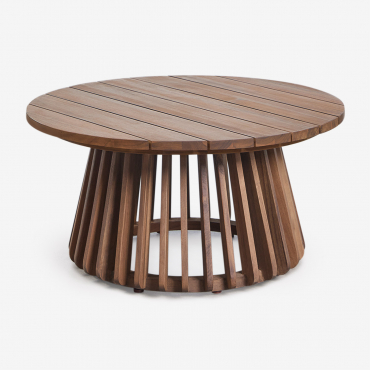 Mesa De Centro Para Jardín Redonda Ø80 Cm En Madera De Acacia Mura Marrón Acacia - Sklum