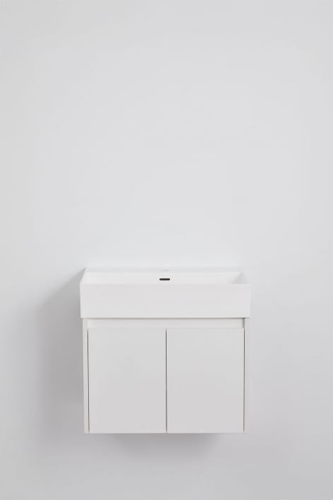 Conjunto de mueble de baño suspendido en madera con lavabo integrado Genevie - Blanco Mate