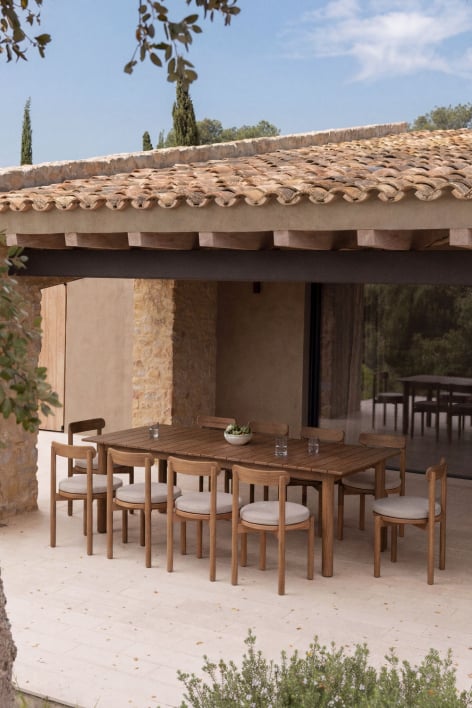 Mesa de jardín rectangular 250-310x105 cm extensible en madera de acacia Duala