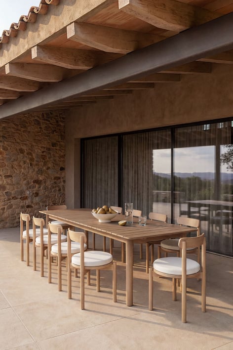 Mesa de jardín rectangular 250-310x105 cm extensible en madera de acacia Duala