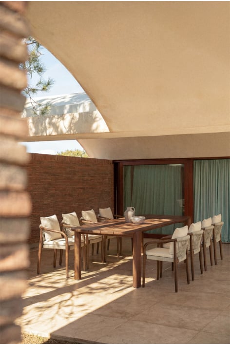 Mesa de jardín rectangular 260x115 cm en madera de acacia Vetra