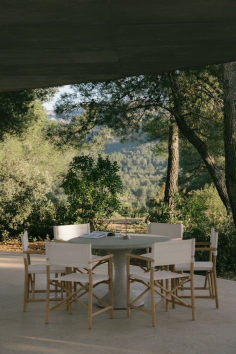 Mesa de jardín redonda Ø120 cm en cemento Eloria