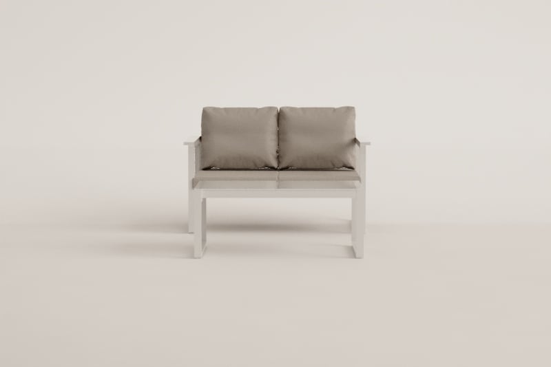 Conjunto de jardín de sofá de 2 plazas y mesa de centro en aluminio 110x55cm Lipov