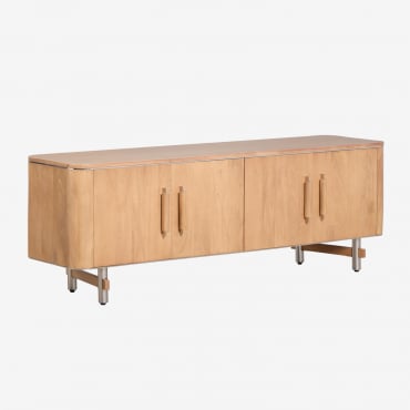 Mueble Tv 160x40 Cm En Madera De Mango Y Acero Osaka Madera Mango - Sklum