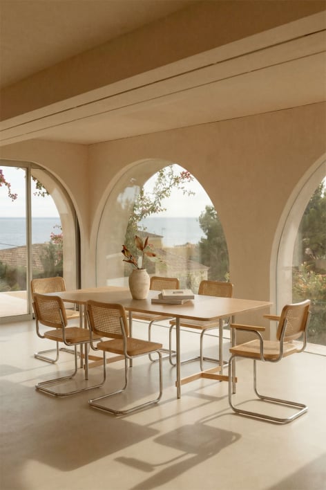 Mesa de comedor rectangular en madera de mango y acero Osaka