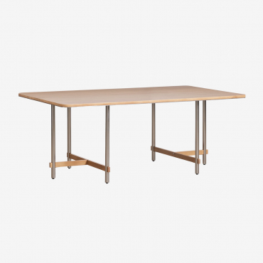 Mesa De Comedor Rectangular En Madera De Mango Y Acero Osaka Madera Mango & 200 X 110 Cm - Sklum
