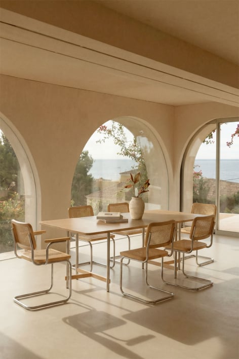 Mesa de comedor rectangular en madera de mango y acero Osaka