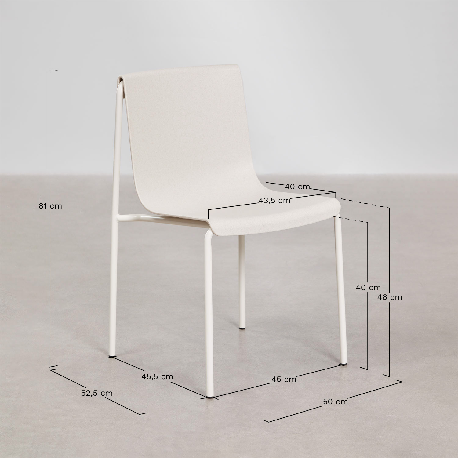 Pack de 2 sillas de comedor en polipropileno Ismene, medidas