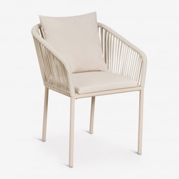Pack De 4 Sillas De Comedor Con Reposabrazos En Cuerda Trenzada Arhiza Classic Beige Tapioca - Sklum