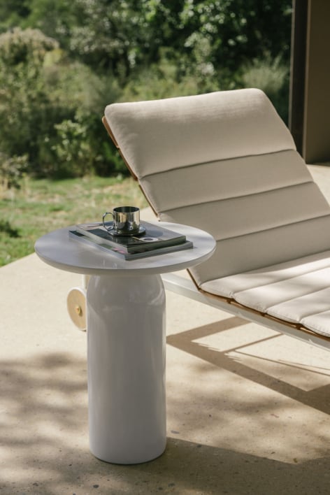 Mesa auxiliar para jardín redonda Ø45 cm en cemento Layana