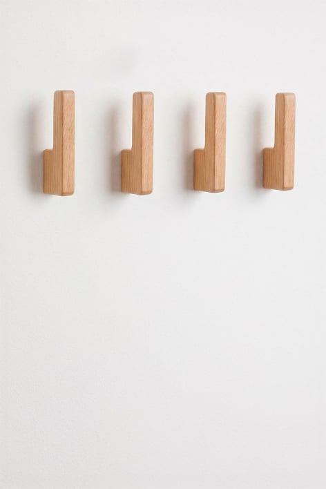Set de 4 percheros de pared en madera Zanter - Madera Mango