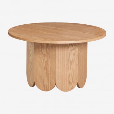 Mesa De Centro Redonda En Madera (ø80 Cm) Vinesey Style Chapa De Madera De Fresno - Sklum