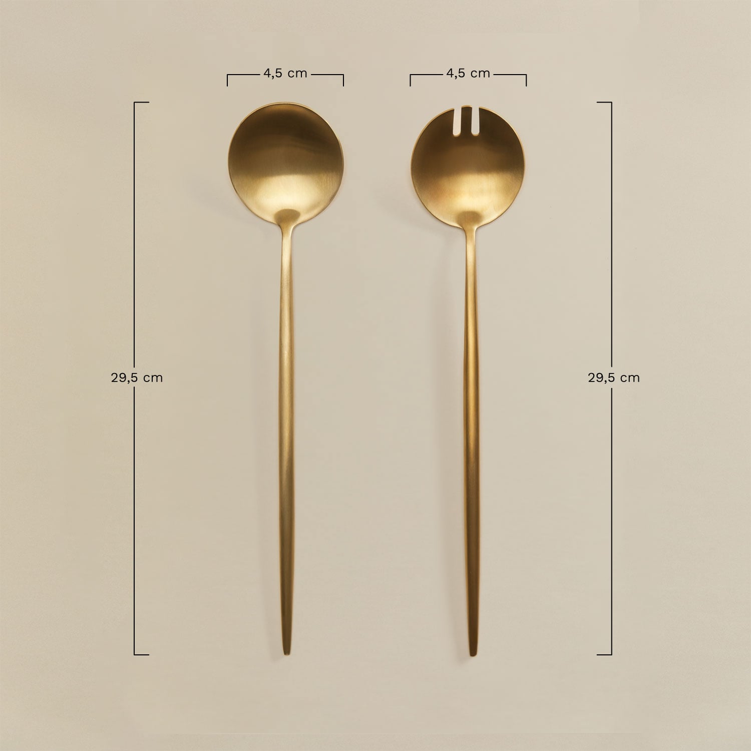 Set de 2 cubiertos para ensalada en acero inoxidable Raxiem, medidas