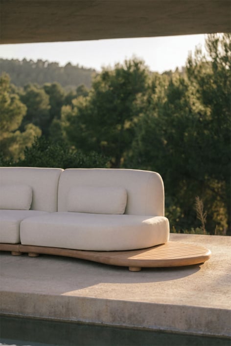 Módulo esquinero derecho para sofá modular de jardín en madera de acacia Gerard