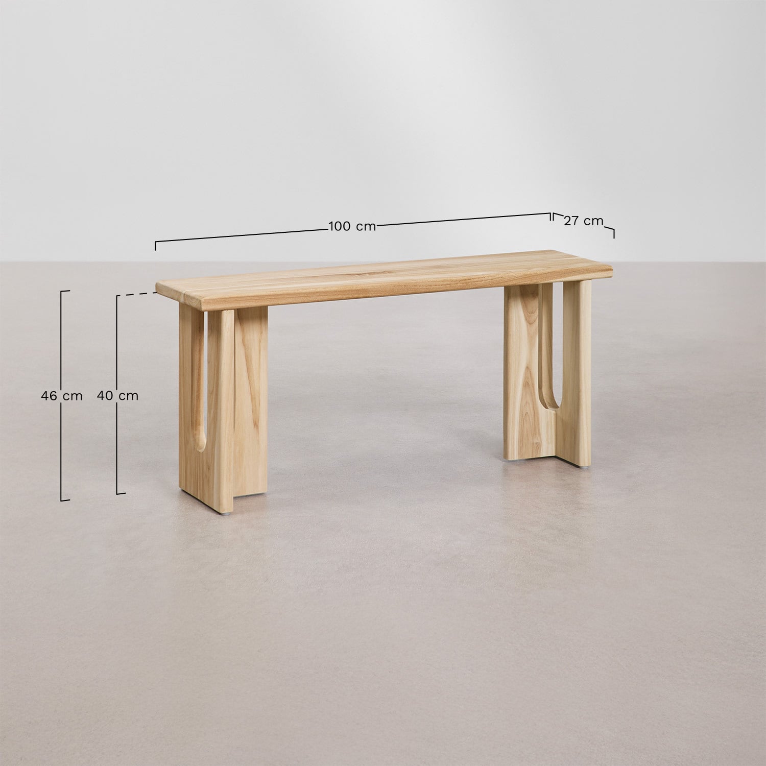 Banco de jardín 100 cm en madera de teca Tessalit , medidas