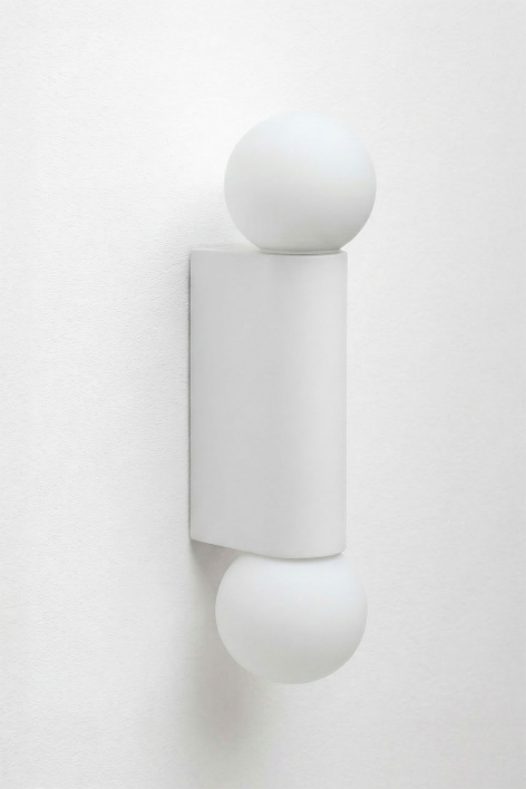 Aplique de pared con 2 bolas de cristal en aluminio Irvine - Blanco