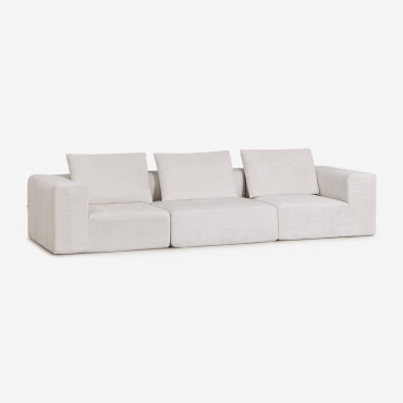Sofá Modular De 3 Piezas En Chenilla Envasado Al Vacío Norridge Chenilla Beige Crema - Sklum