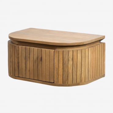 Pack De 2 Mesitas De Noche Flotantes En Madera De Mango Analis Madera Mango - Sklum