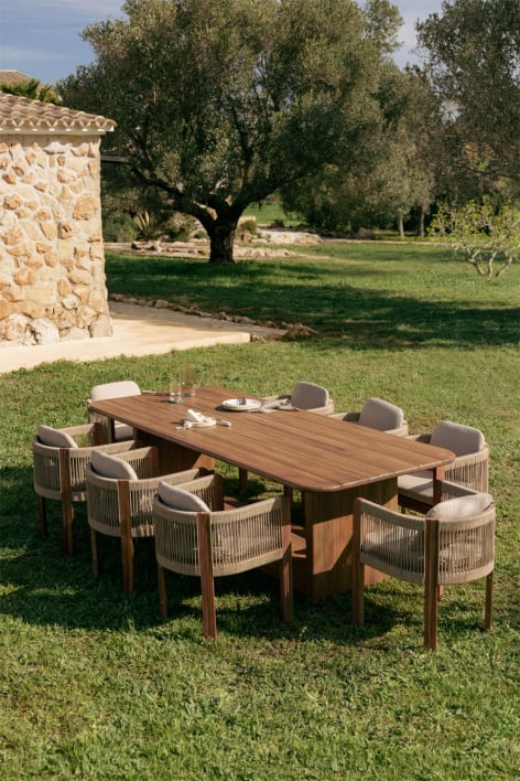 Mesa de jardín rectangular 265x120 en madera de acacia Siena