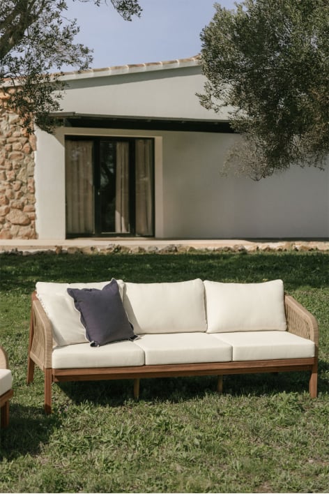 Sofá de jardín de 3 plazas en madera de acacia Dubai