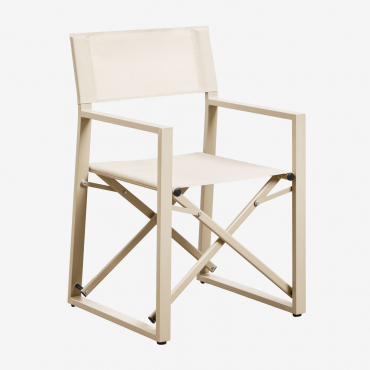 Pack De 4 Sillas De Director Plegables De Jardín En Acero Antoliana Beige Tapioca - Sklum