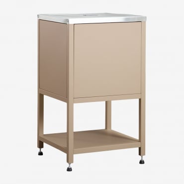 Módulo Esquinero De Almacenaje Para Cocina Modular De Exterior En Acero Savona Beige Tapioca - Sklum