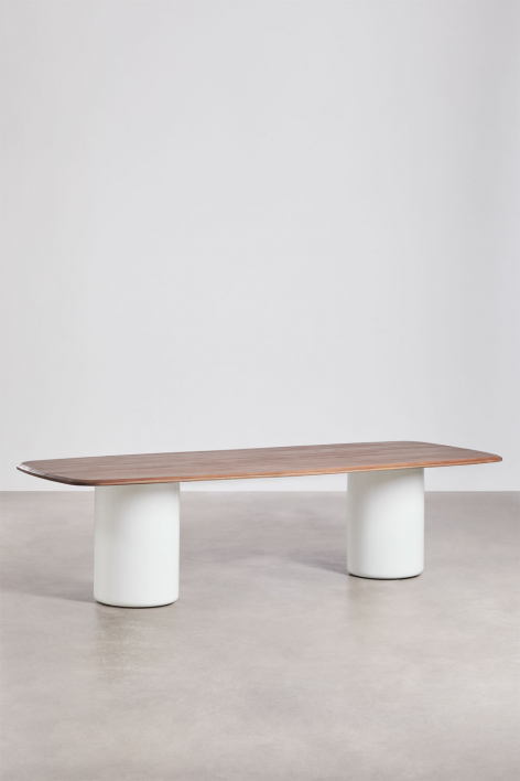 Mesa de comedor rectangular 270x110 cm en madera de acacia Leighton - Marrón Acacia Oscuro