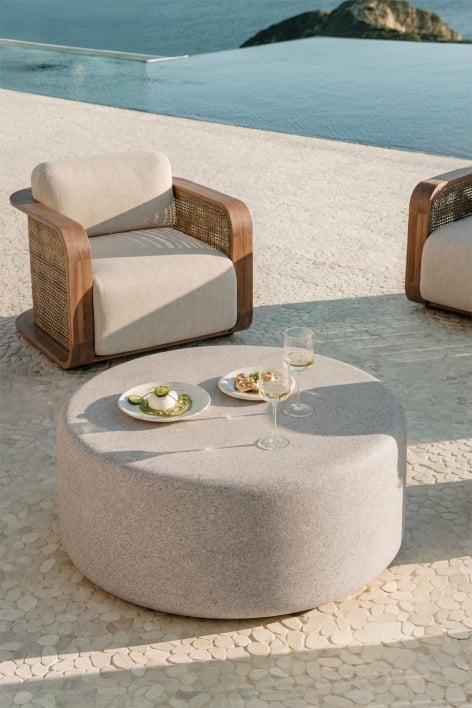 Mesa de centro para jardín redonda Ø90 cm en cemento Elyndra