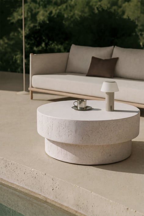 Mesa de centro para jardín redonda en cemento Selara - Ø90 cm