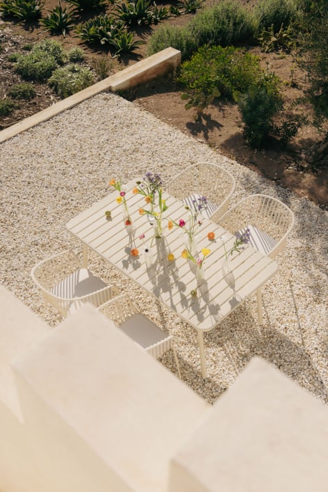 Mesa de jardín rectangular 160x90 cm en acero Florida