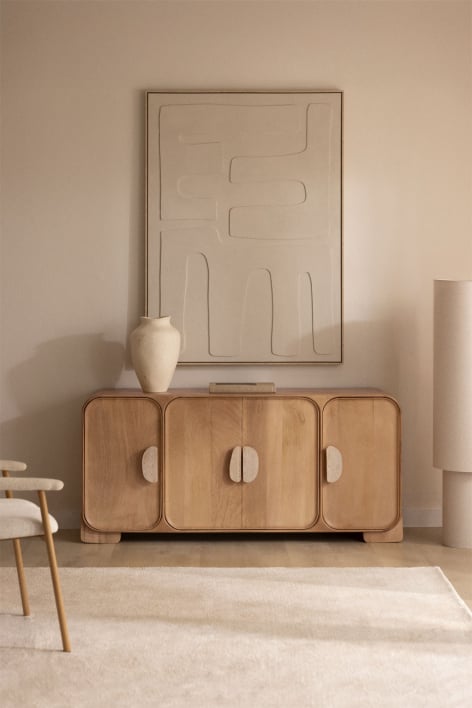 Aparador 160x45 cm en madera de mango y travertino Kivalina