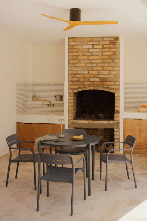 Mesa de jardín redonda Ø110 cm en aluminio Elton - Gris Grafito