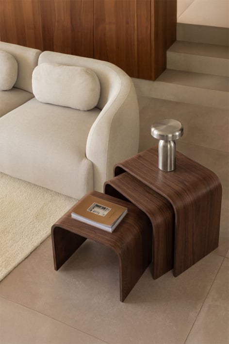 Mesas auxiliares nido rectangulares en MDF y chapa Namibia