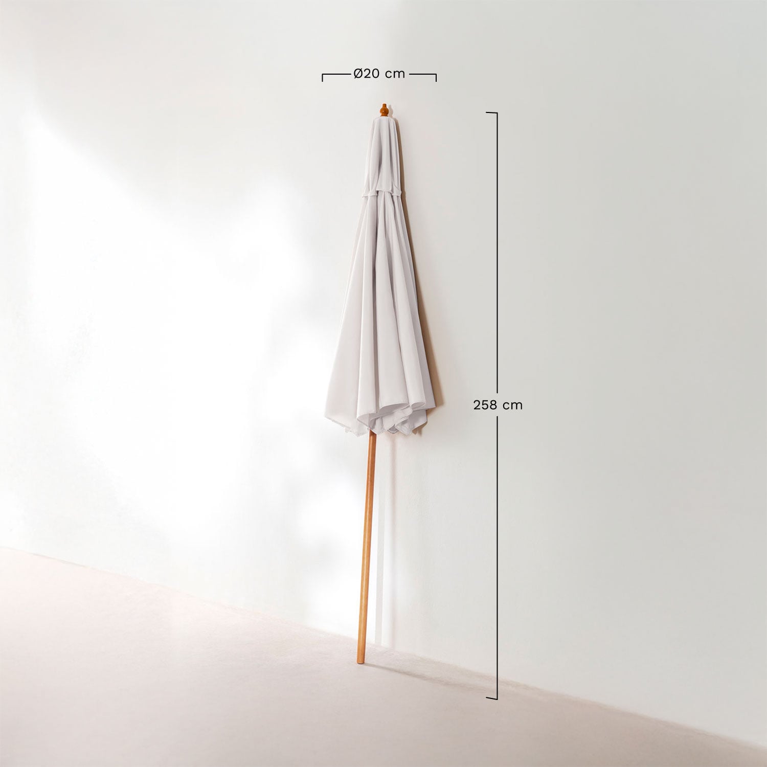 Sombrilla Ø290 cm en tela y madera Cretas , medidas