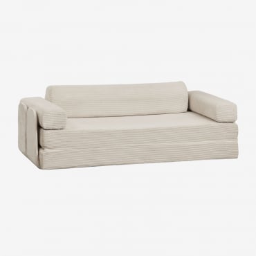 Sofá Cama De 2 Plazas En Pana Envasado Al Vacío Paoly Pana Beige Lino - Sklum