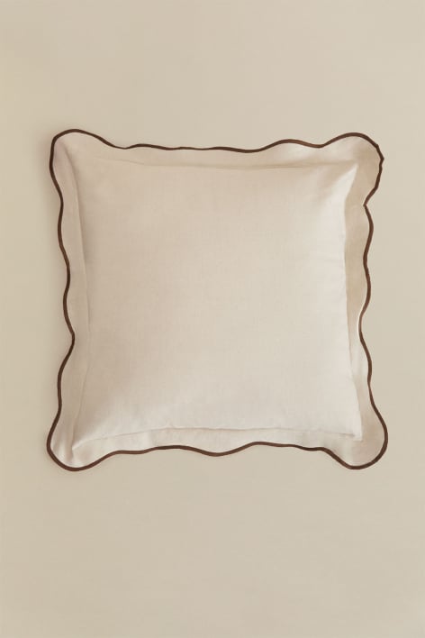 Cojín cuadrado 45x45 cm en algodón Kovey - Marrón Café - Beige Claro