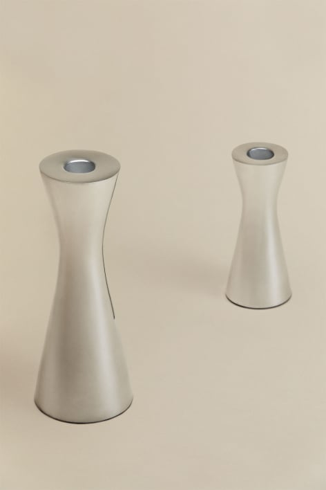 Set de 2 candelabros en aluminio Ferb