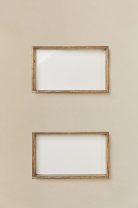 Set de 2 bandejas decorativas rectangulares en madera de mango Fruela