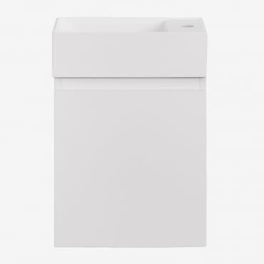 Conjunto De Mueble De Baño Suspendido En Madera Con Lavabo Integrado Abigail Blanco Mate - Sklum