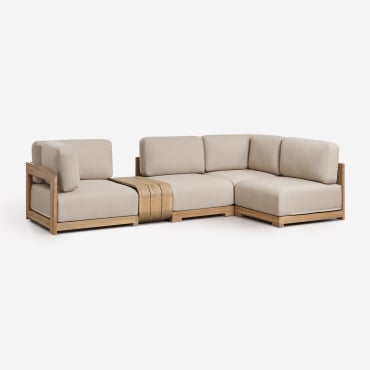 Sofá Modular Rinconera De Jardín De 4 Piezas Y Mesa Auxiliar En Madera De Acacia Brivori Marrón Acacia Claro - Sklum