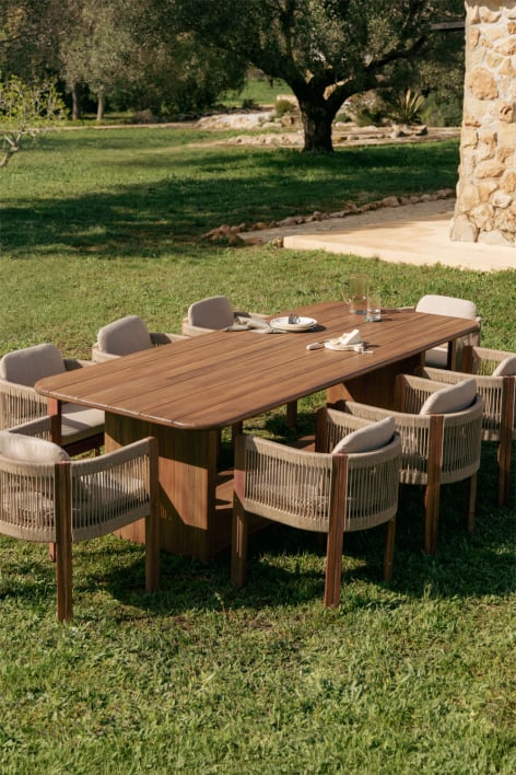 Mesa de jardín rectangular 265x120 en madera de acacia Siena