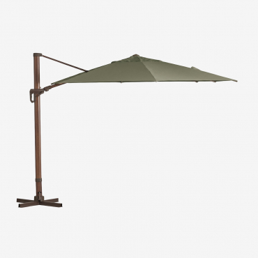 Parasol 290 Cm En Tela Y Aluminio Cannes Verde Oliva Intenso - Madera Oscura - Sklum