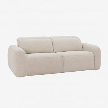 Sofá De 2 Plazas Reclinable Y Eléctrico Tapizado Peggy Bouclé Beige - Sklum