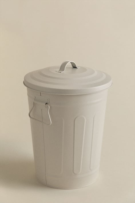 Papelera con tapa para exterior en acero galvanizado Susi
