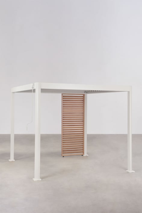 Pérgola bioclimática de aluminio con lamas y panel Druvia