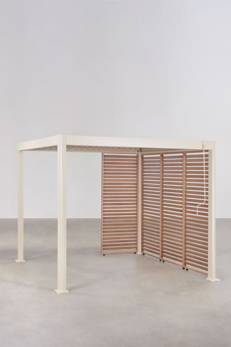 Pérgola bioclimática de aluminio con lamas y paneles Druvia